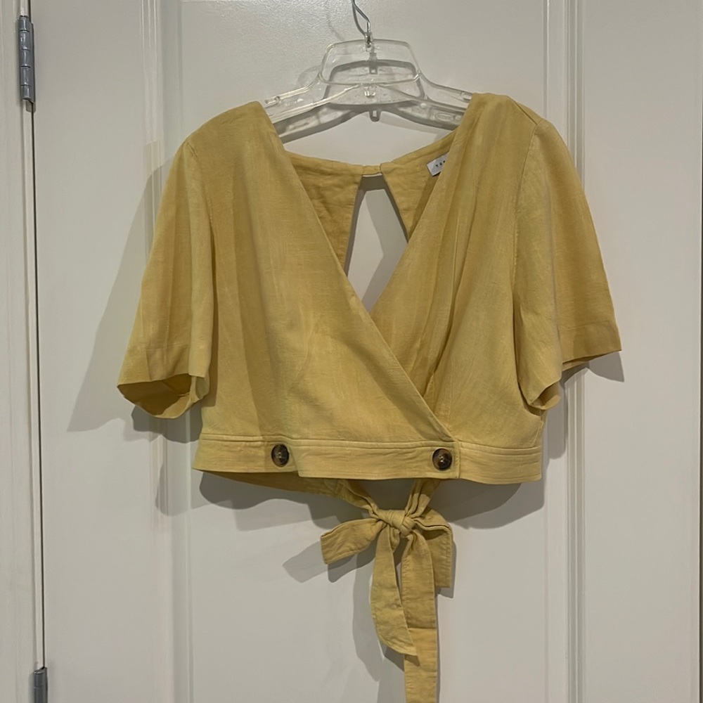 TopShop mustard yellow mid drift top